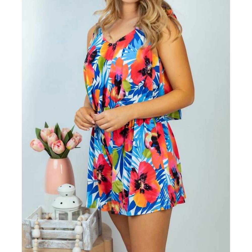 NEW WHITE BIRCH hawaiian hideaway romper in multi - Picture 2 of 3
